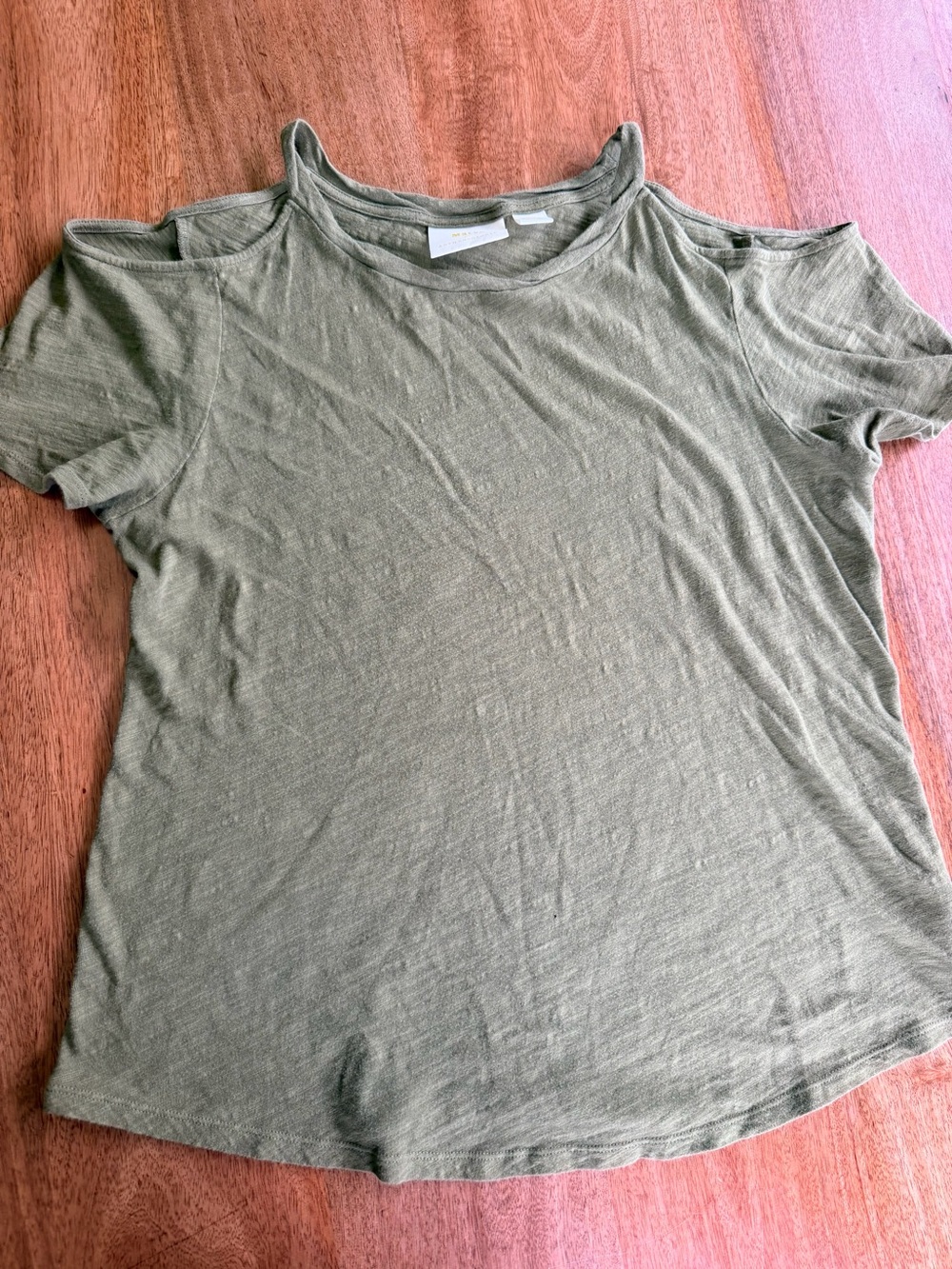 Maeve by Anthropologie Olive Green Cold-Shoulder Short Sleeve Tee